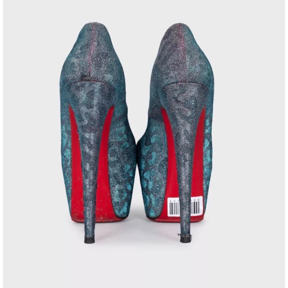 Christian Louboutin Silver Glitter Open Toe Heels - EU 40 - Picture 4 of 5